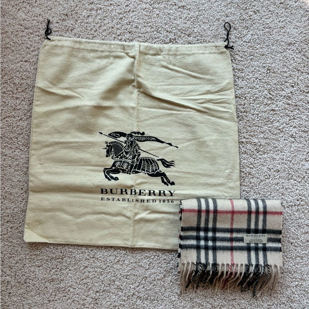 Burberry Childrens Check Cashmere Scarf Cream Black Tan Made in England
